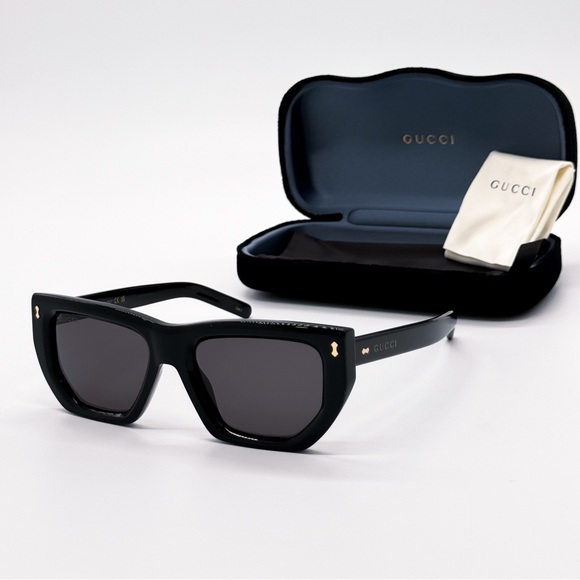 NEW GUCCI GG1520S 001 CAT EYE BLACK GREY WOMEN SUNGLASSES GUCCI - Picture 2 of 11